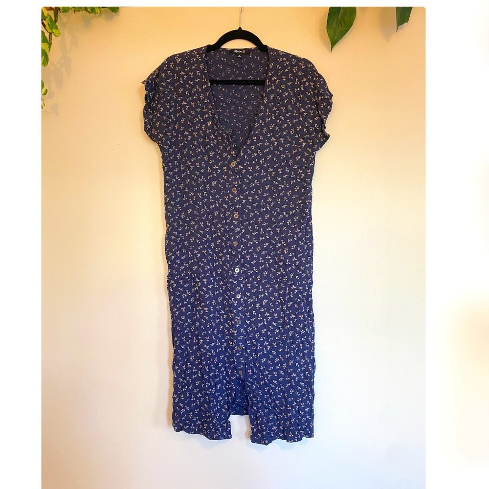 Madewell Button Front Floral Dress, Midi Length, Size M